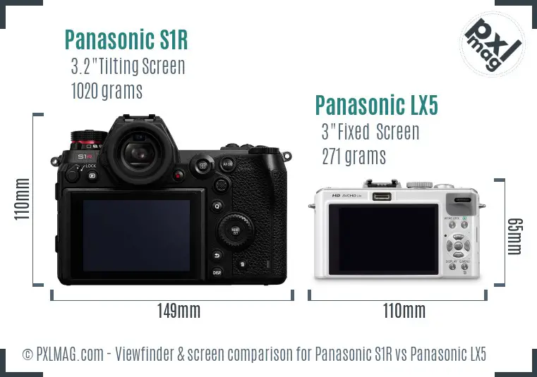 Panasonic S1R vs Panasonic LX5 Screen and Viewfinder comparison