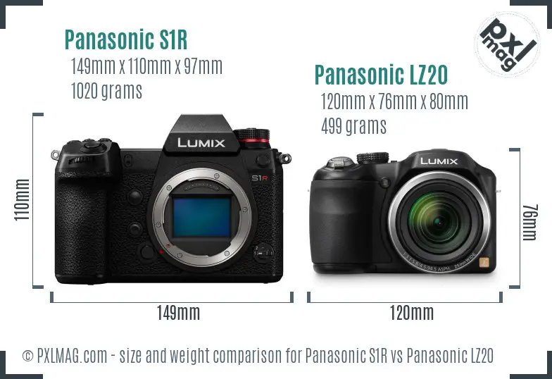 Panasonic S1R vs Panasonic LZ20 size comparison