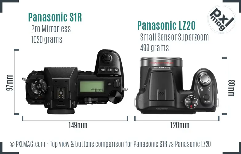 Panasonic S1R vs Panasonic LZ20 top view buttons comparison
