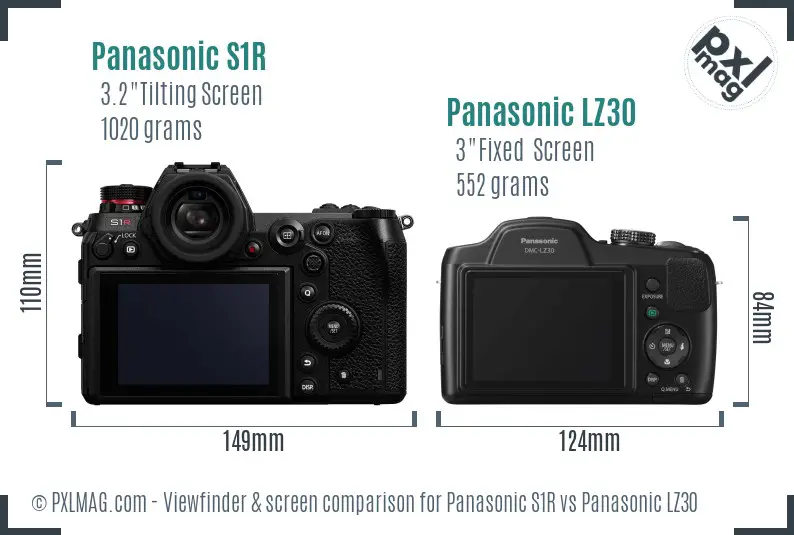 Panasonic S1R vs Panasonic LZ30 Screen and Viewfinder comparison