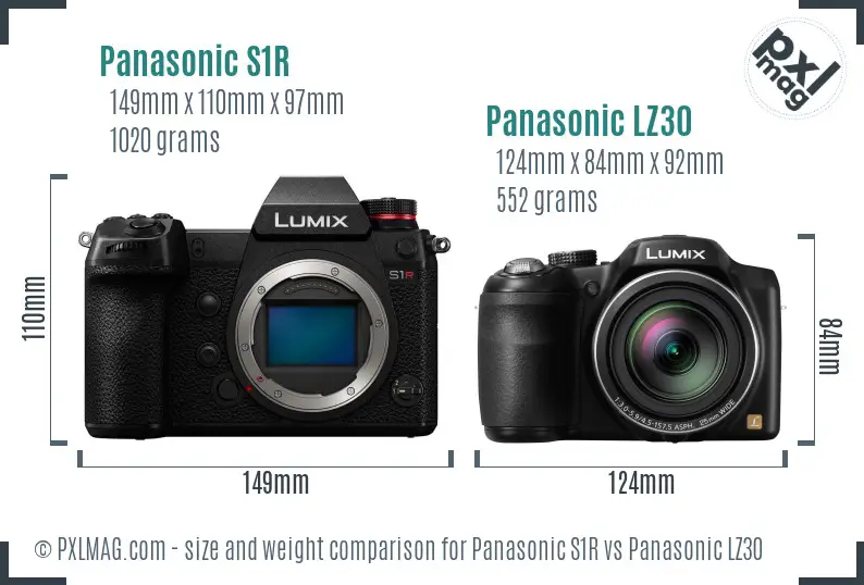 Panasonic S1R vs Panasonic LZ30 size comparison