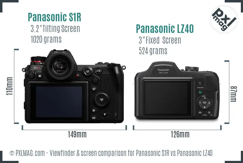 Panasonic S1R vs Panasonic LZ40 Screen and Viewfinder comparison