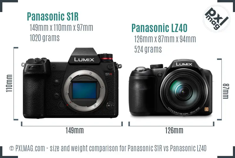 Panasonic S1R vs Panasonic LZ40 size comparison