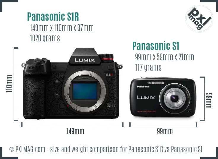Panasonic S1R vs Panasonic S1 size comparison