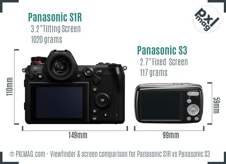 Panasonic S1R vs Panasonic S3 Screen and Viewfinder comparison