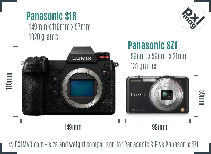 Panasonic S1R vs Panasonic SZ1 size comparison