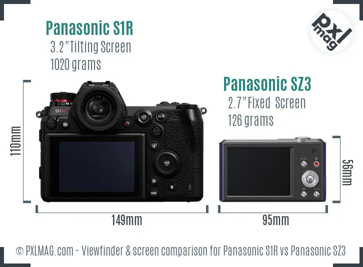 Panasonic S1R vs Panasonic SZ3 Screen and Viewfinder comparison