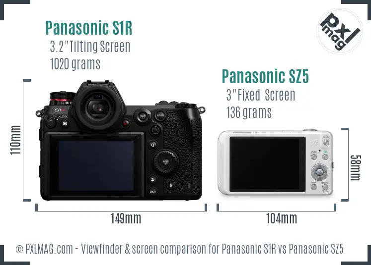 Panasonic S1R vs Panasonic SZ5 Screen and Viewfinder comparison Panasonic S1R vs Panasonic SZ5 Screen and Viewfinder comparison