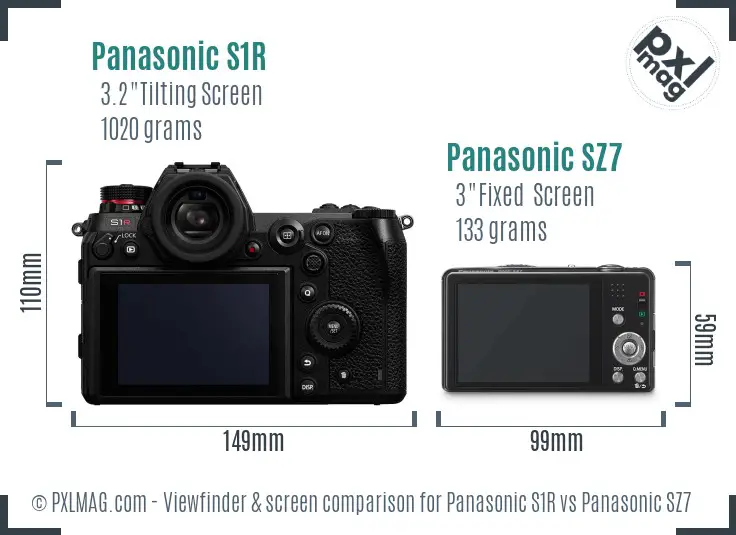 Panasonic S1R vs Panasonic SZ7 Screen and Viewfinder comparison