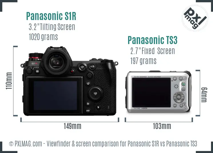 Panasonic S1R vs Panasonic TS3 Screen and Viewfinder comparison