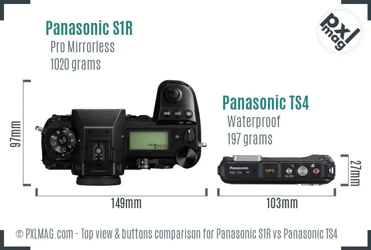 Panasonic S1R vs Panasonic TS4 top view buttons comparison