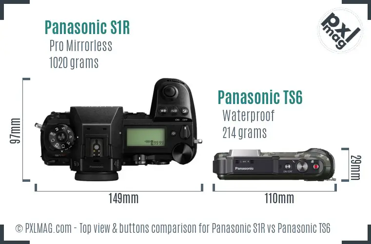 Panasonic S1R vs Panasonic TS6 top view buttons comparison