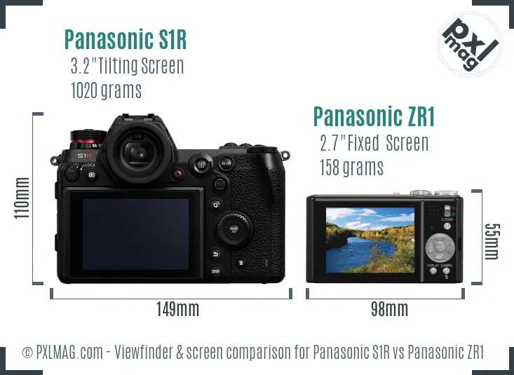 Panasonic S1R vs Panasonic ZR1 Screen and Viewfinder comparison