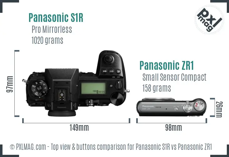 Panasonic S1R vs Panasonic ZR1 top view buttons comparison