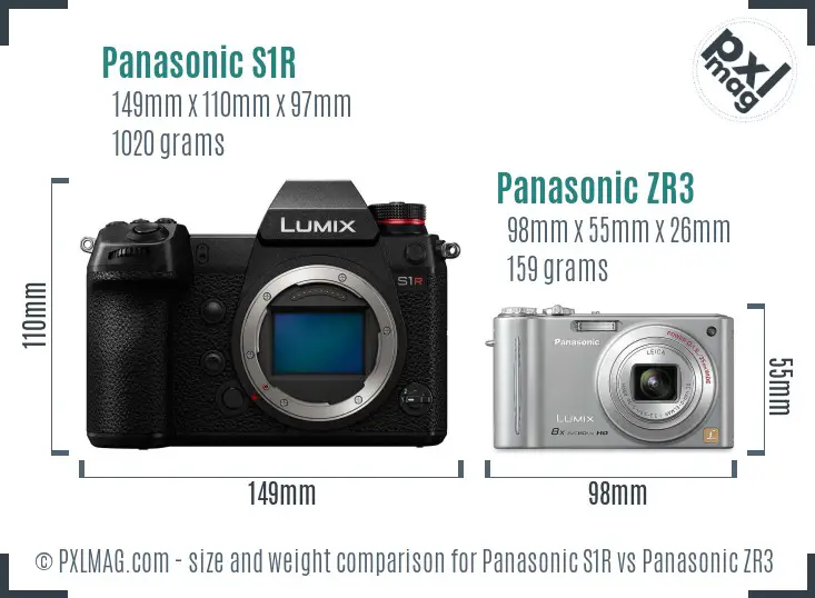 Panasonic S1R vs Panasonic ZR3 size comparison