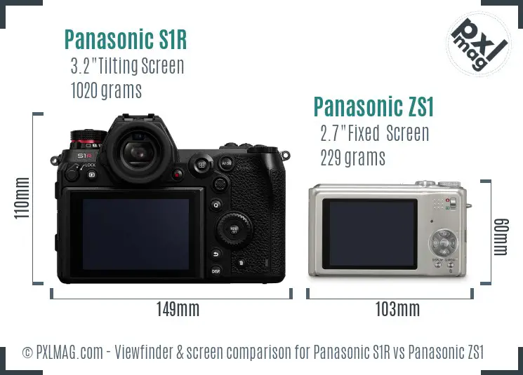 Panasonic S1R vs Panasonic ZS1 Screen and Viewfinder comparison