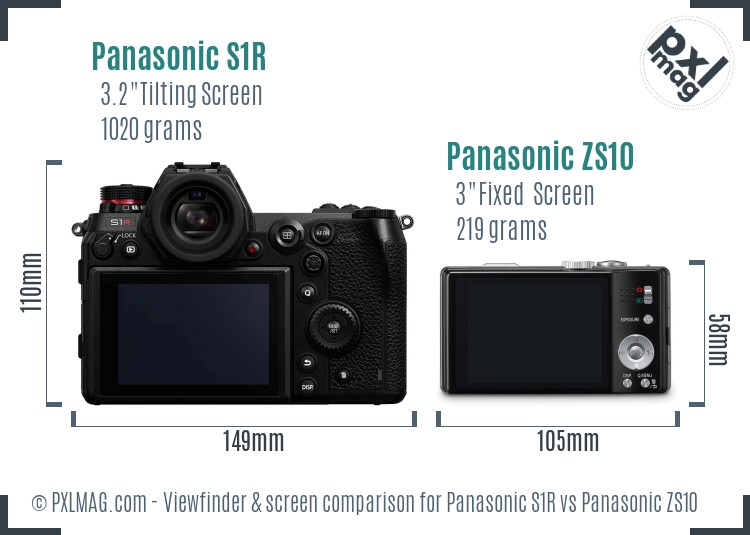 Panasonic S1R vs Panasonic ZS10 Screen and Viewfinder comparison