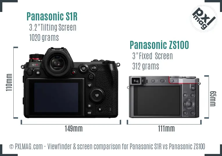 Panasonic S1R vs Panasonic ZS100 Screen and Viewfinder comparison