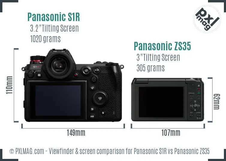 Panasonic S1R vs Panasonic ZS35 Screen and Viewfinder comparison