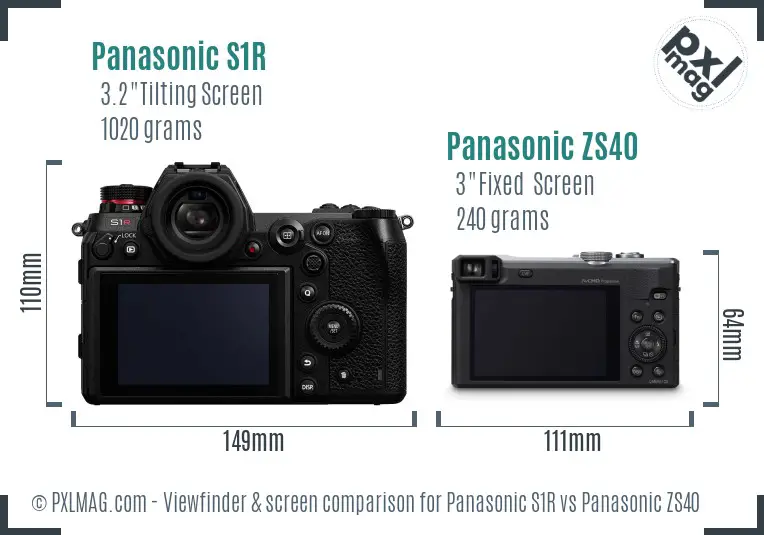 Panasonic S1R vs Panasonic ZS40 Screen and Viewfinder comparison