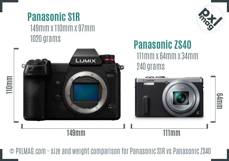 Panasonic S1R vs Panasonic ZS40 size comparison
