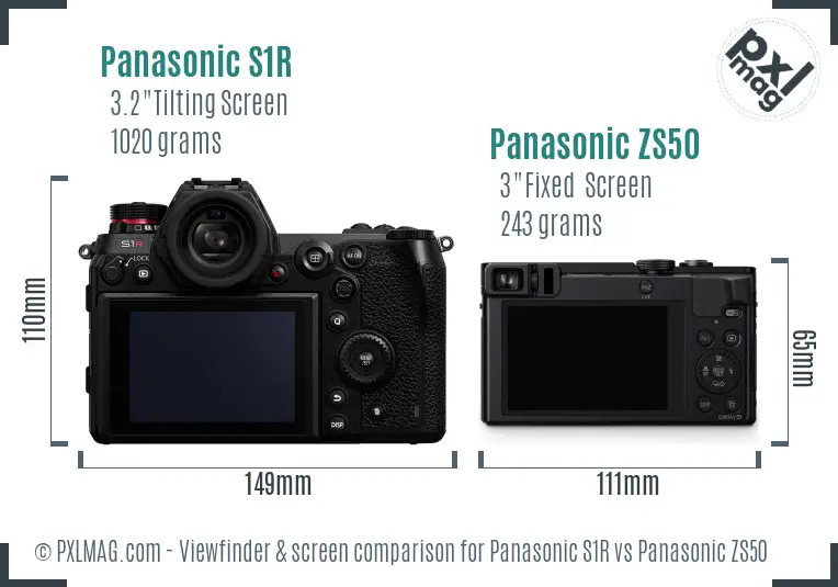 Panasonic S1R vs Panasonic ZS50 Screen and Viewfinder comparison