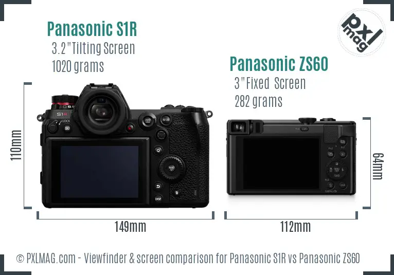 Panasonic S1R vs Panasonic ZS60 Screen and Viewfinder comparison