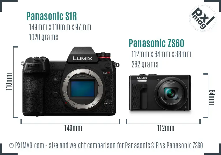 Panasonic S1R vs Panasonic ZS60 size comparison