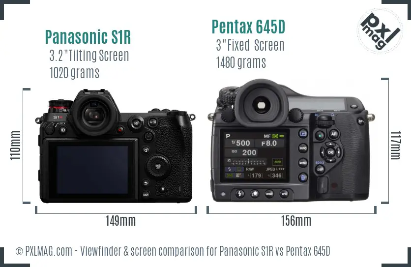 Panasonic S1R vs Pentax 645D Screen and Viewfinder comparison