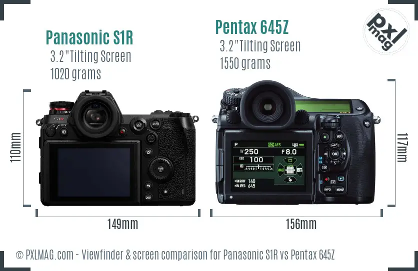 Panasonic S1R vs Pentax 645Z Screen and Viewfinder comparison