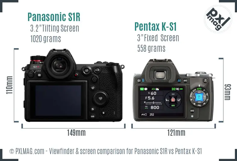 Panasonic S1R vs Pentax K-S1 Screen and Viewfinder comparison