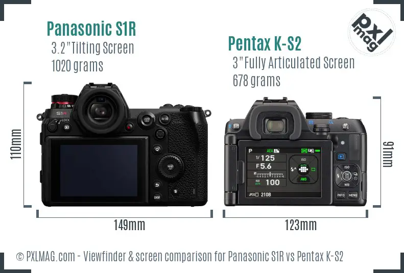 Panasonic S1R vs Pentax K-S2 Screen and Viewfinder comparison