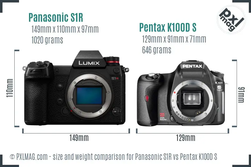 Panasonic S1R vs Pentax K100D S size comparison