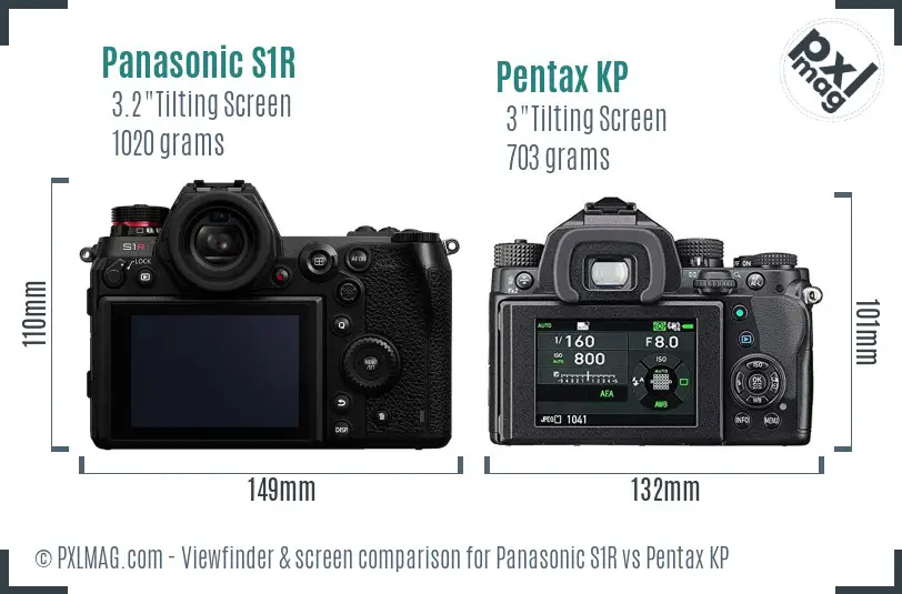 Panasonic S1R vs Pentax KP Screen and Viewfinder comparison