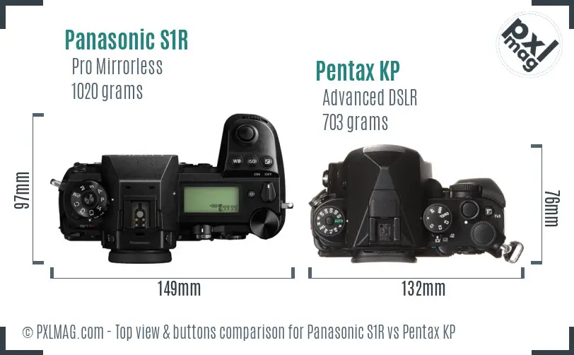 Panasonic S1R vs Pentax KP top view buttons comparison