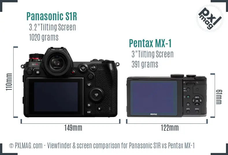 Panasonic S1R vs Pentax MX-1 Screen and Viewfinder comparison