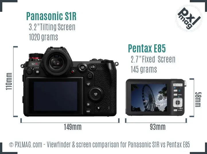 Panasonic S1R vs Pentax E85 Screen and Viewfinder comparison