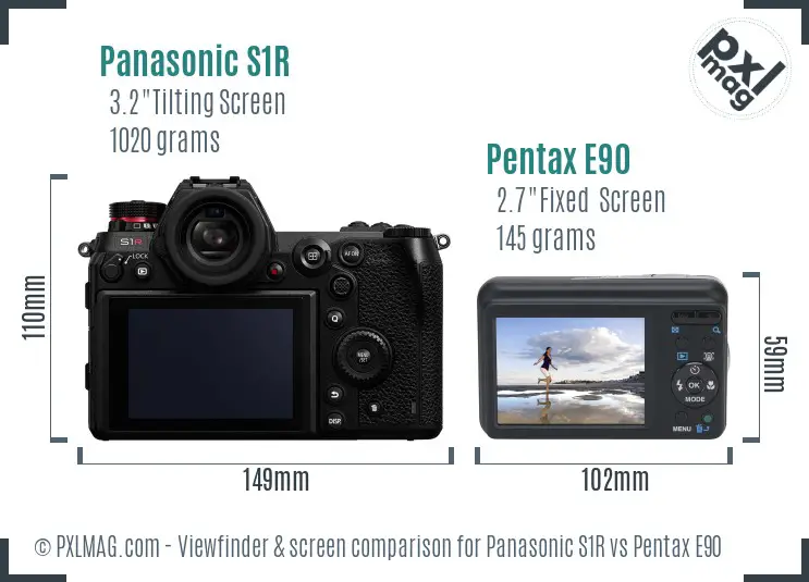 Panasonic S1R vs Pentax E90 Screen and Viewfinder comparison