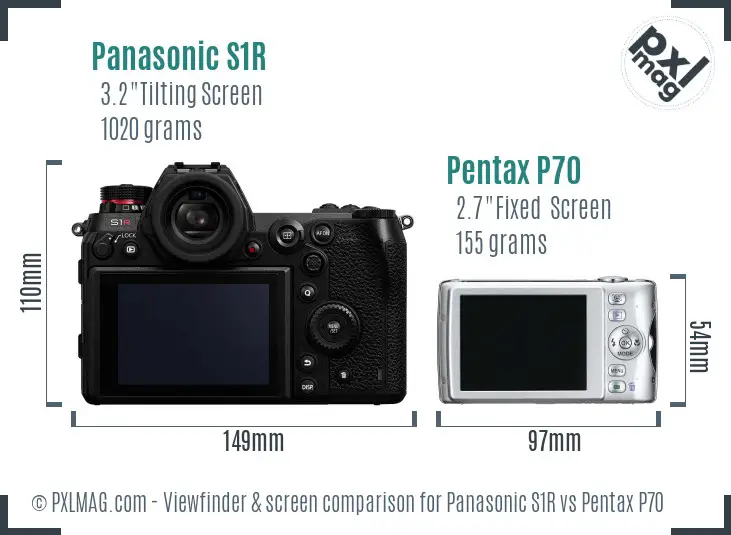 Panasonic S1R vs Pentax P70 Screen and Viewfinder comparison