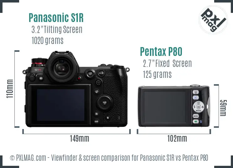 Panasonic S1R vs Pentax P80 Screen and Viewfinder comparison