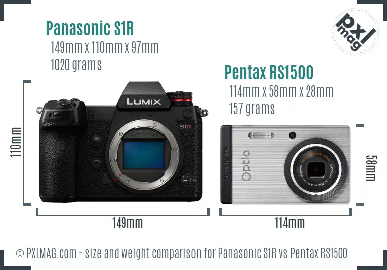 Panasonic S1R vs Pentax RS1500 size comparison