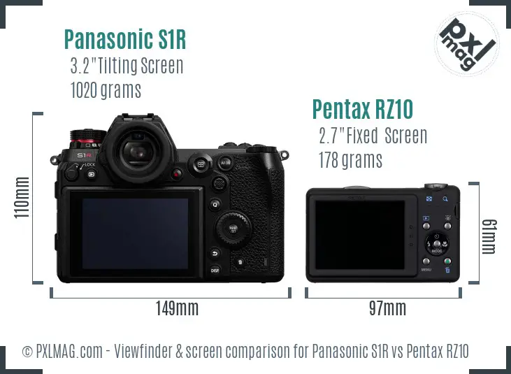 Panasonic S1R vs Pentax RZ10 Screen and Viewfinder comparison