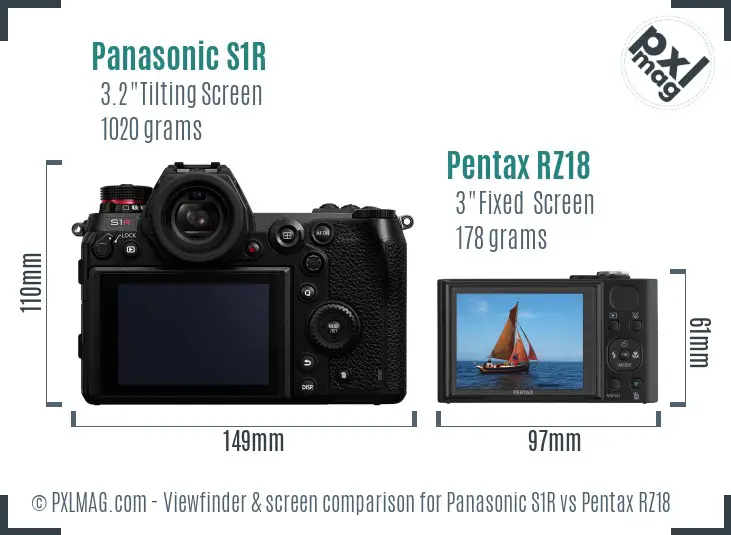 Panasonic S1R vs Pentax RZ18 Screen and Viewfinder comparison