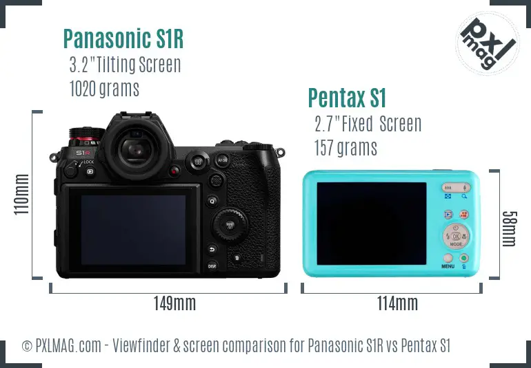 Panasonic S1R vs Pentax S1 Screen and Viewfinder comparison