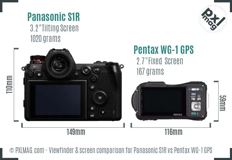 Panasonic S1R vs Pentax WG-1 GPS Screen and Viewfinder comparison