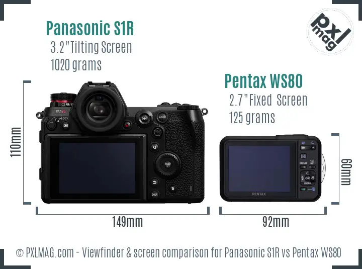 Panasonic S1R vs Pentax WS80 Screen and Viewfinder comparison