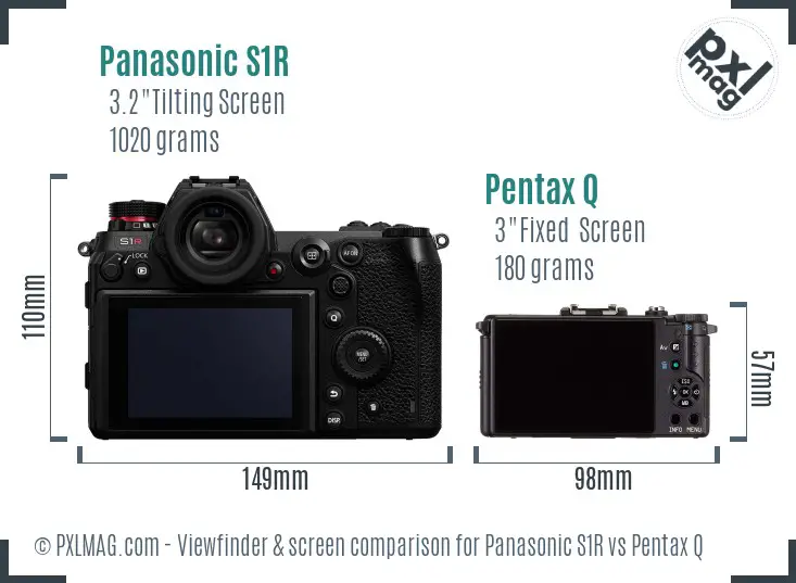 Panasonic S1R vs Pentax Q Screen and Viewfinder comparison
