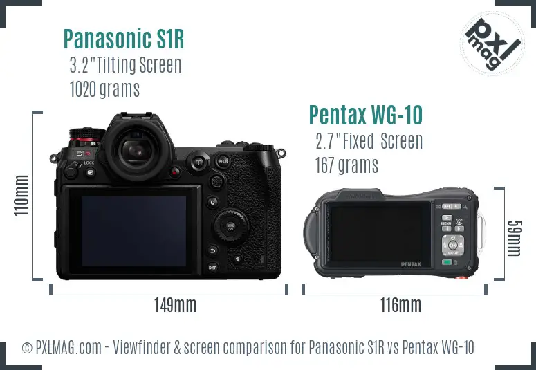 Panasonic S1R vs Pentax WG-10 Screen and Viewfinder comparison