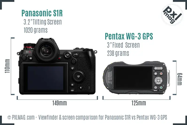 Panasonic S1R vs Pentax WG-3 GPS Screen and Viewfinder comparison Panasonic S1R vs Pentax WG-3 GPS Screen and Viewfinder comparison