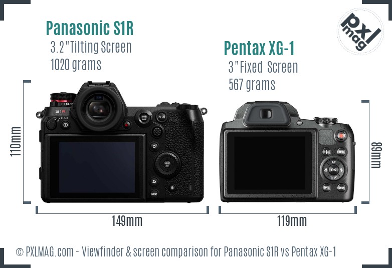 Panasonic S1R vs Pentax XG-1 Screen and Viewfinder comparison